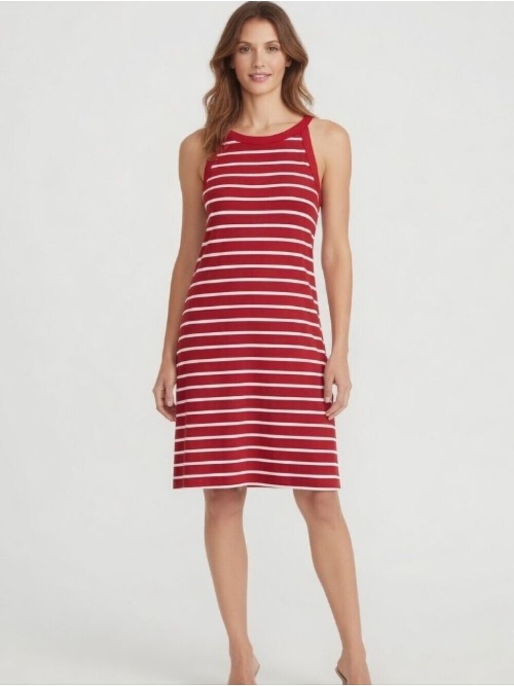 Striped Red Tank Halter Dress - Classic Casual